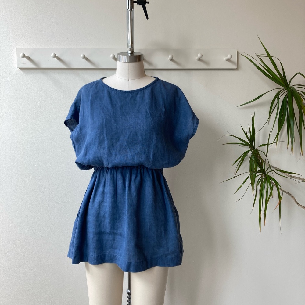 Not Perfect Linen Indigo Tunic/Mini Dress - Size Small